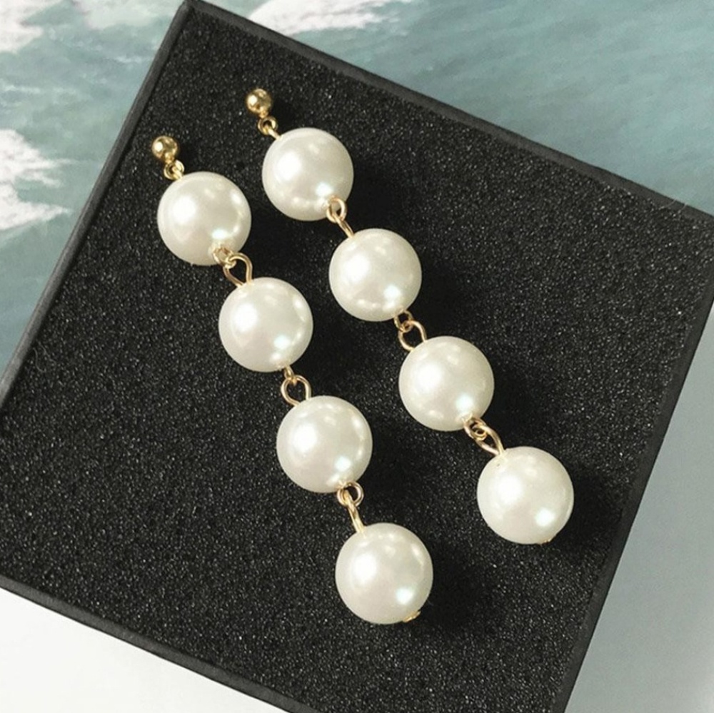 Fashion Pearl Drop Earrings Cute Gold